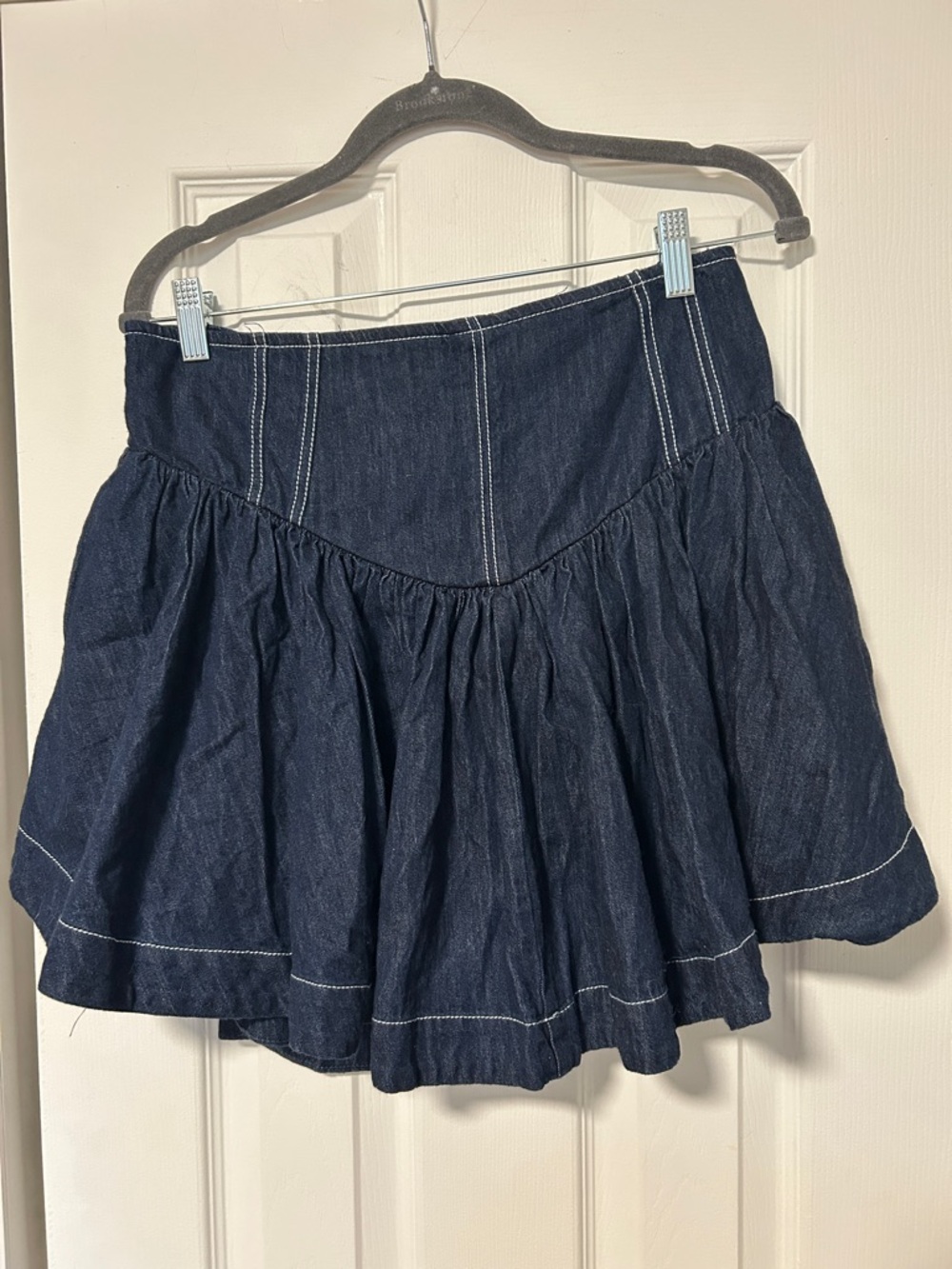 Pilcro Blue Denim Tiered Mini Skort